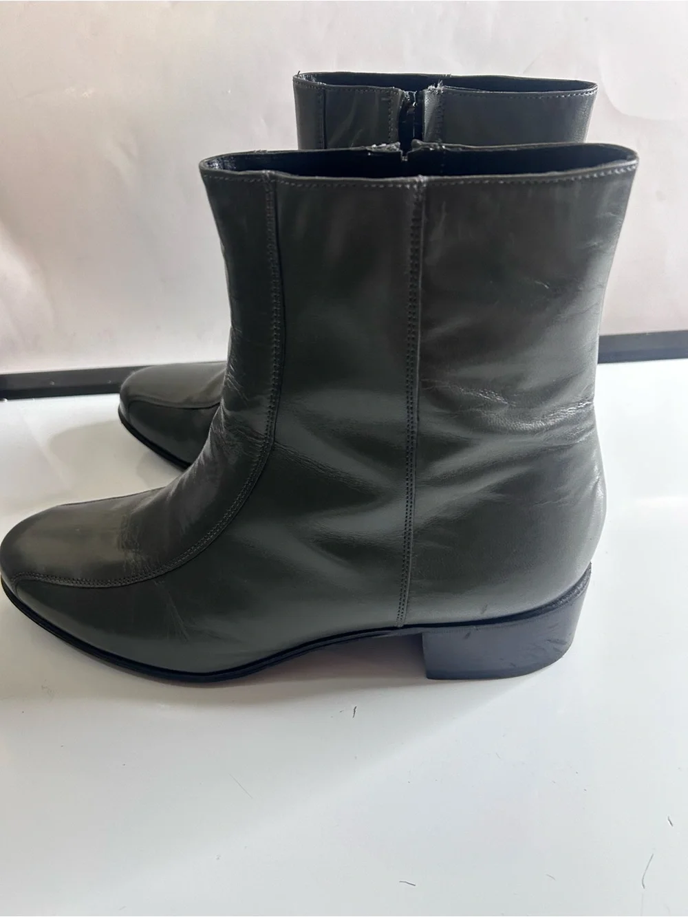 Florsheim DUKE 17087-02 Mens Sz 13 EEE Gray Leather Bike Toe Zipper Dress Boots
